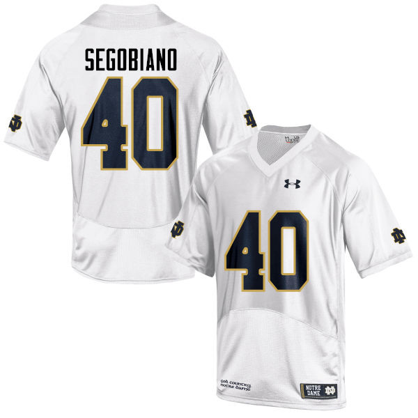 Men's NCAA Notre Dame Fighting Irish #40 Brett Segobiano Stitched College Under Armour Authentic White Football Jersey PU10U15HB